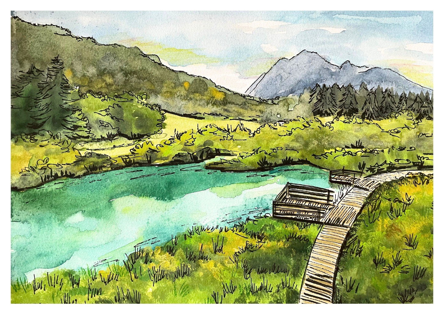 Zelenci - akvarel